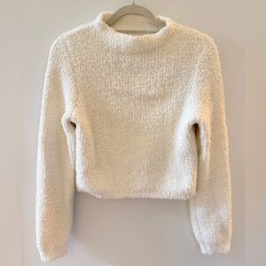 Aerie Cream Fuzzy Crew Neck Sweater
